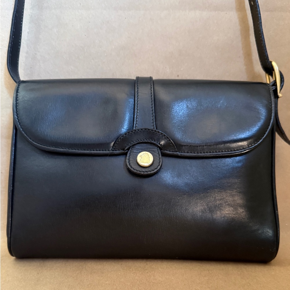VTG Mark Cross Black Equestrian Style Shoulder Bag | Black | Made in Italy